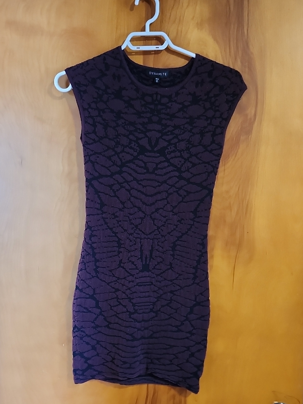 Dynamite Plum and Black Patterned Bodycon Dress